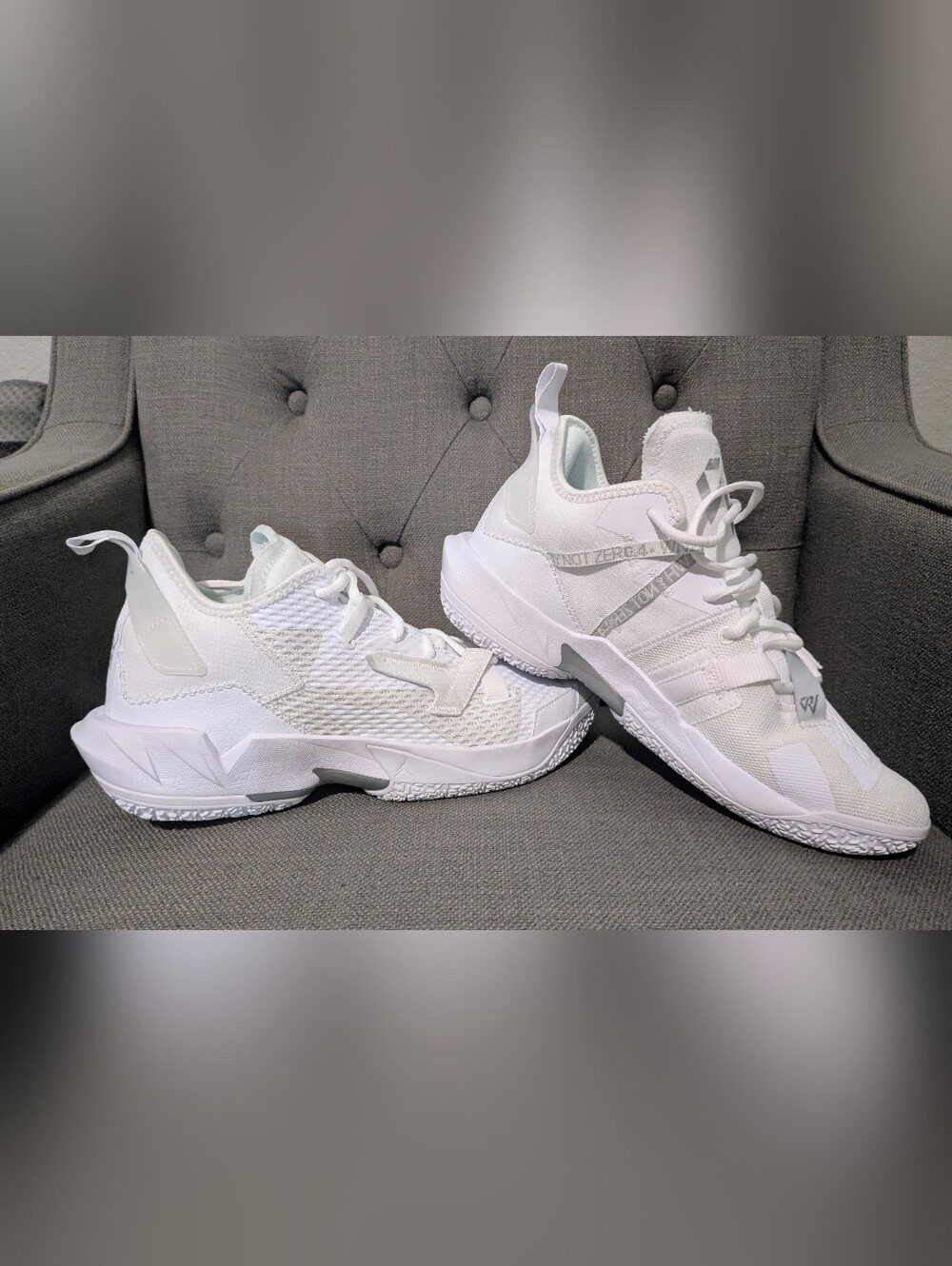 Nike Jordan Why Not Zer0 4 Triple White Sneakers - Mens Size 9